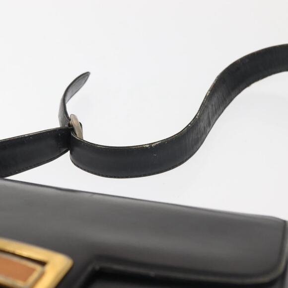 GUCCI Shoulder Bag Leather Navy Gold - Picture 8 of 12